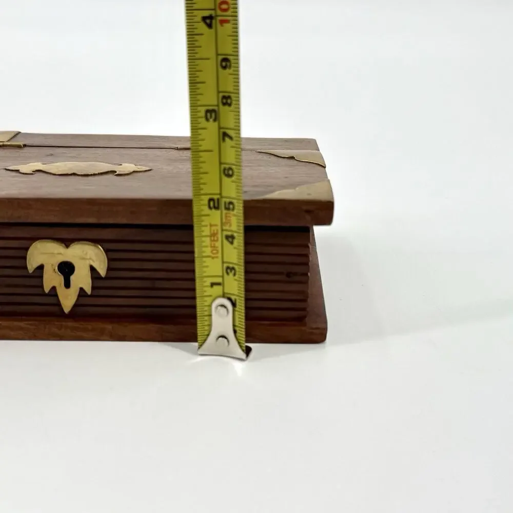 VTG 1970s House Of Lloyd Book-Shaped Brass & Wood Faux-Book Trinket Lock Box